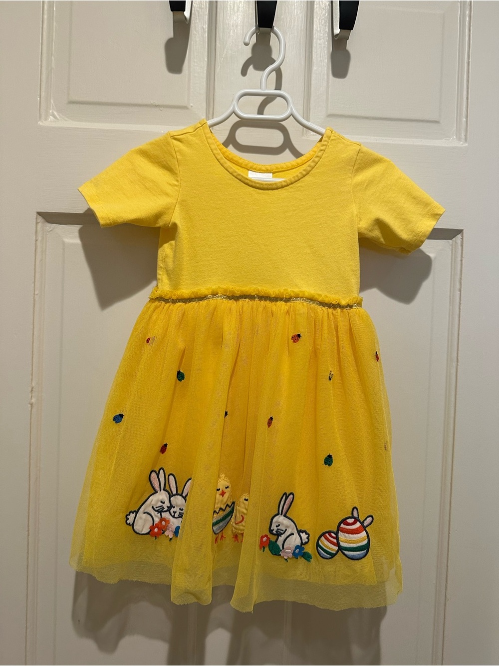Hanna Andersson Sunny Yellow Bunny Embroidered Tulle Dress